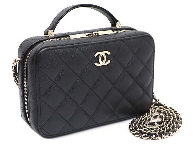 Chanel Bolso Vanity Caviar con asa superior, bolso cosmético, bolso cámara, bolso tote, bolso bandolera Negro - vista 2