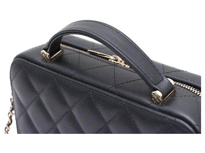 Chanel Bolso Vanity Caviar con asa superior, bolso cosmético, bolso cámara, bolso tote, bolso bandolera Negro - vista 4