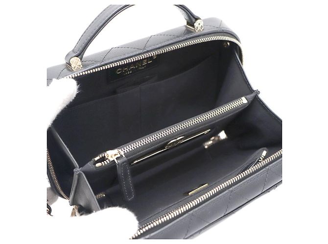 Chanel Bolso Vanity Caviar con asa superior, bolso cosmético, bolso cámara, bolso tote, bolso bandolera Negro - vista 9
