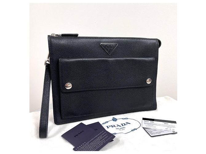 Prada Pochette en cuir noire - vue 3