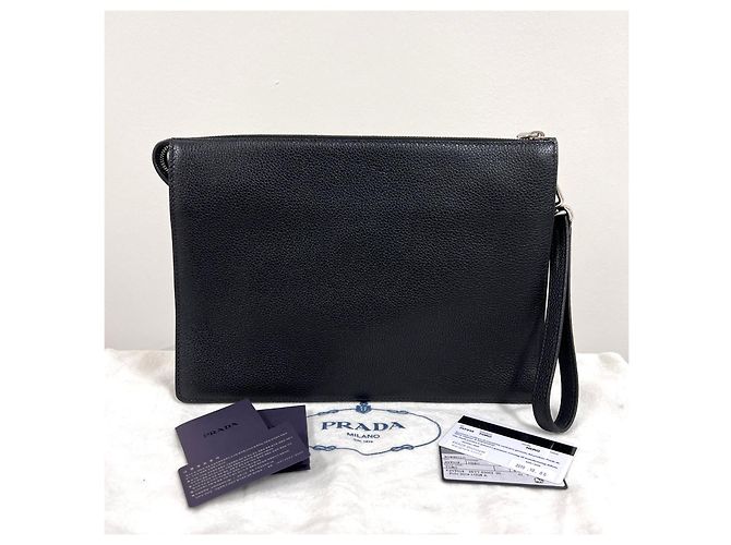 Prada Pochette en cuir noire - vue 4