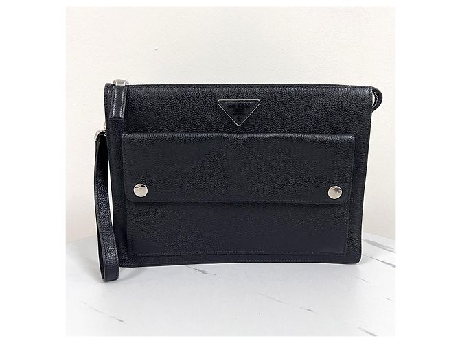 Prada Pochette en cuir noire - vue 5