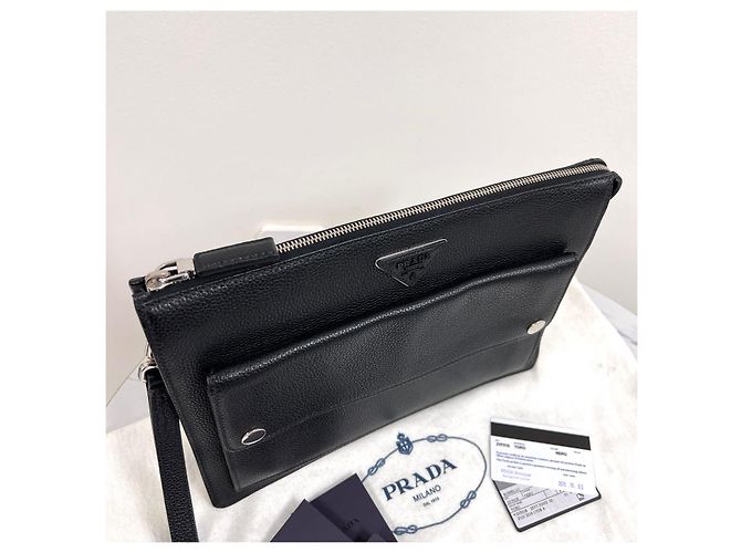 Prada Pochette en cuir noire - vue 6