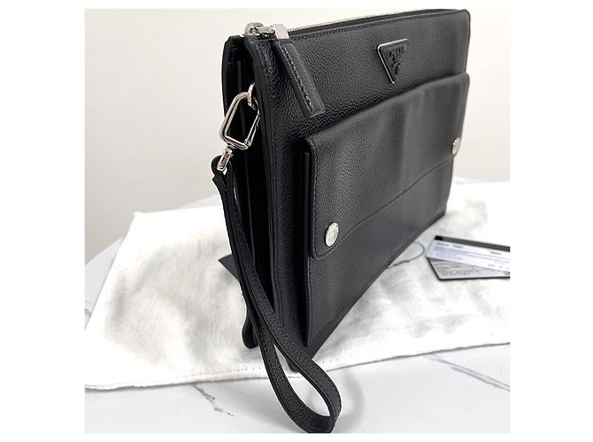Prada Pochette en cuir noire - vue 8