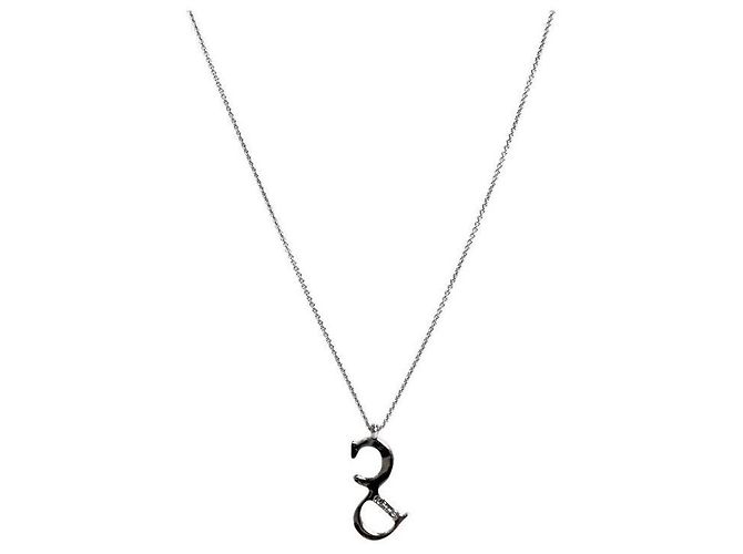 Dior Vertical CD Silber Halskette - Ansicht 2