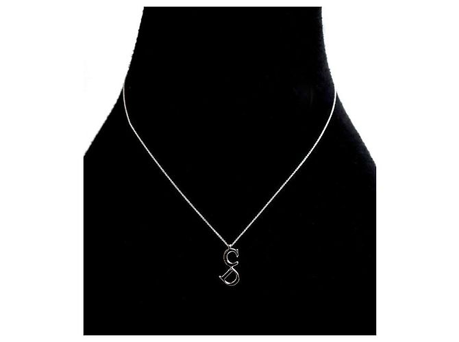 Dior Vertical CD Silber Halskette - Ansicht 5