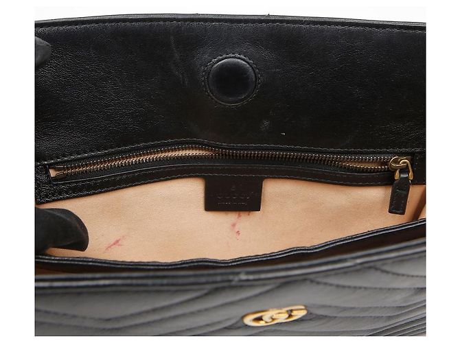 Gucci Borsa a tracolla con catena GG Marmont in pelle Medium Nera Nero - vista 12