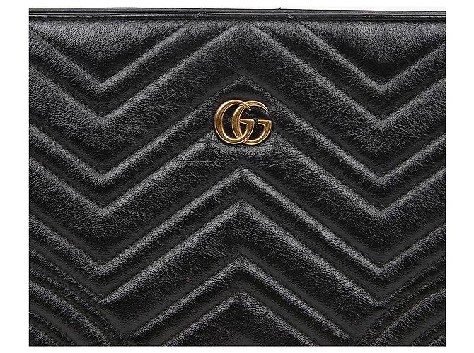 Gucci Borsa a tracolla con catena GG Marmont in pelle Medium Nera Nero - vista 2