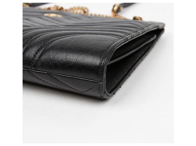 Gucci Borsa a tracolla con catena GG Marmont in pelle Medium Nera Nero - vista 6