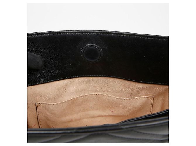 Gucci Borsa a tracolla con catena GG Marmont in pelle Medium Nera Nero - vista 9