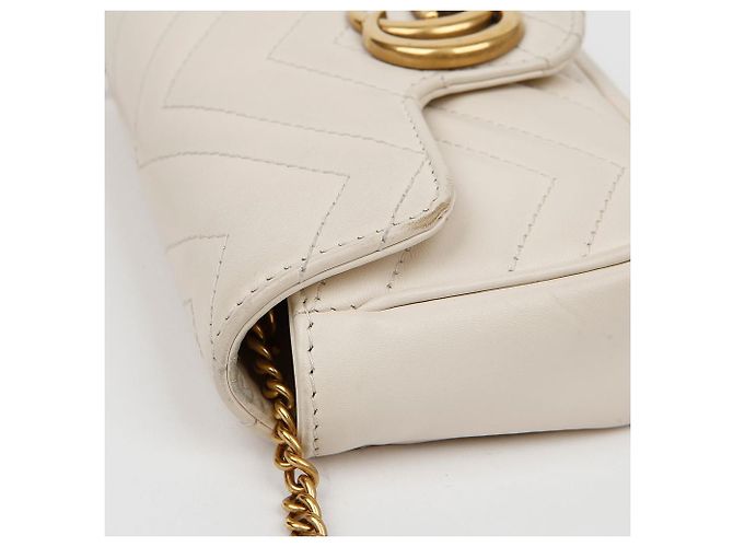 Gucci Borsa Super Mini GG Marmont Matelassé White Bianco - vista 7