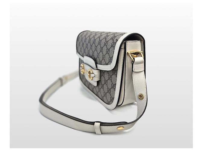 Horsebit 1955 Gucci Borsa a tracolla Beige Horsebit GG Supreme Canvas Marrone - vista 13