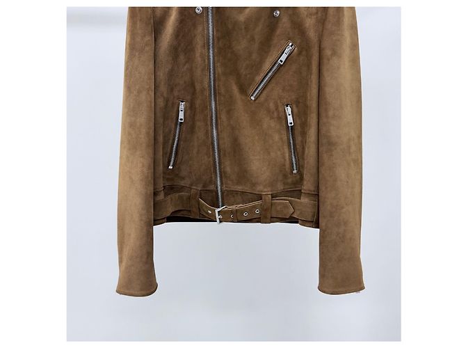 Giacca Biker in Camoscio Prada Marrone - vista 3
