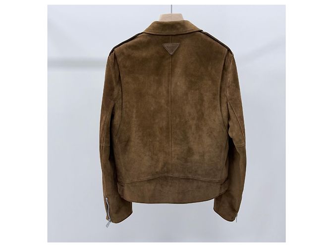 Giacca Biker in Camoscio Prada Marrone - vista 4