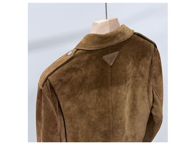 Giacca Biker in Camoscio Prada Marrone - vista 5