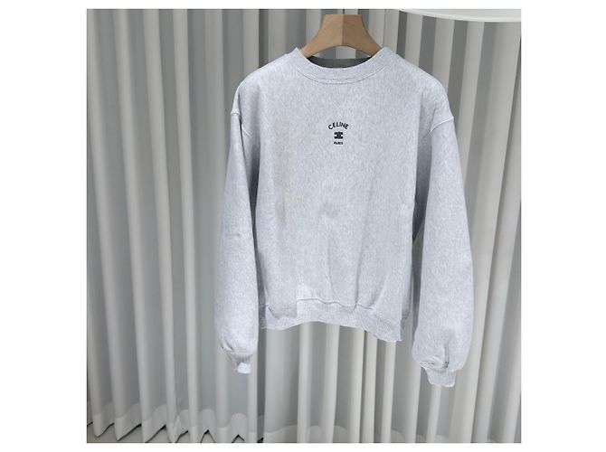 Céline Logo Baumwoll-Sweatshirt Grau Braun - Ansicht 2