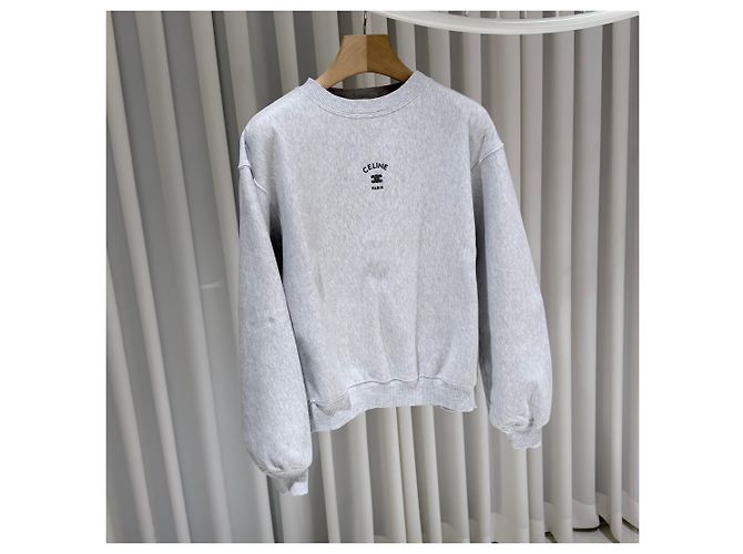 Céline Logo Baumwoll-Sweatshirt Grau Braun - Ansicht 3