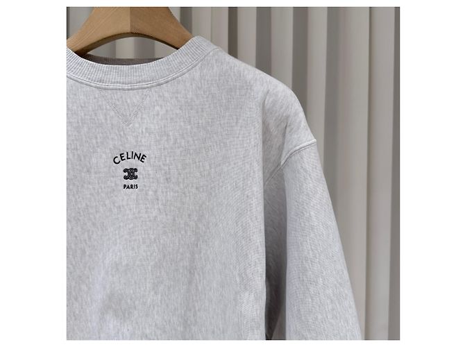 Céline Logo Baumwoll-Sweatshirt Grau Braun - Ansicht 4