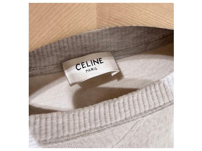 Céline Logo Baumwoll-Sweatshirt Grau Braun - Ansicht 5