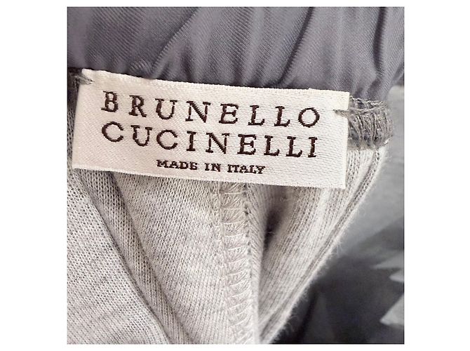 Brunello Cucinelli Pantaloni da training in cotone con banda grigi Marrone - vista 6