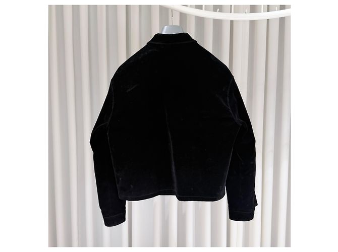 Prada Velours-Denim-Bomberjacke Schwarz - Ansicht 5