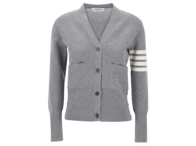 Thom Browne V-Ausschnitt Cardigan aus Milano-Strick aus Wolle Braun - Ansicht 3