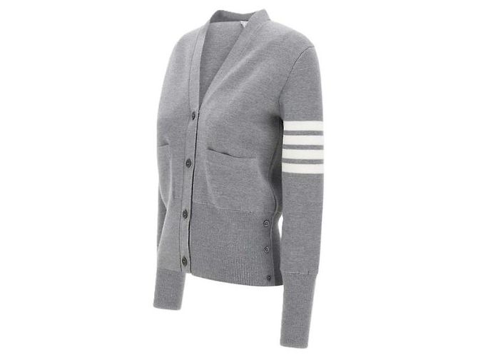 Thom Browne V-Ausschnitt Cardigan aus Milano-Strick aus Wolle Braun - Ansicht 4