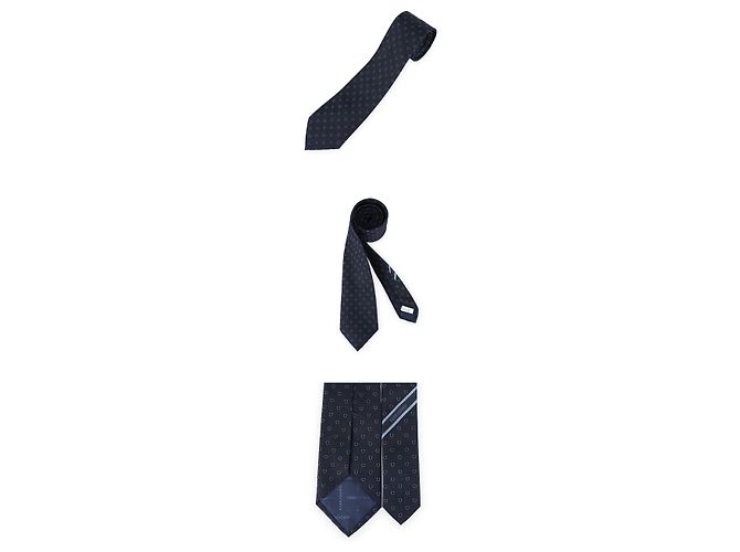 Salvatore Ferragamo Cravatta in jacquard di seta Gancini da uomo (Navy) Blu - vista 4