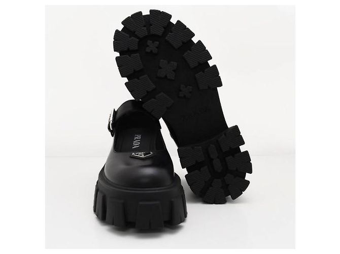 Prada Monolith Mary Jane in pelle spazzolata Nero - vista 8