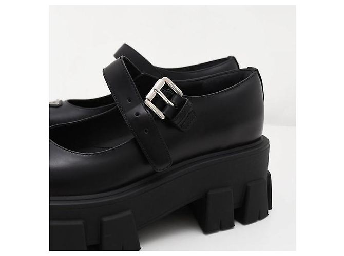 Prada Monolith Mary Jane in pelle spazzolata Nero - vista 9