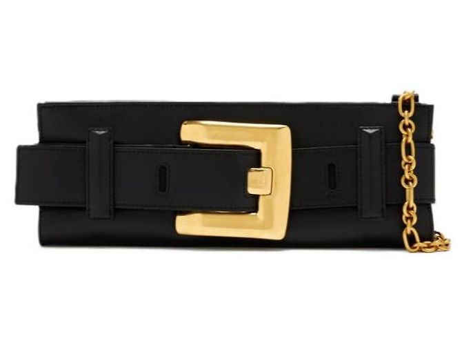 Balmain Clutch Anthem in vitello Nero - vista 3