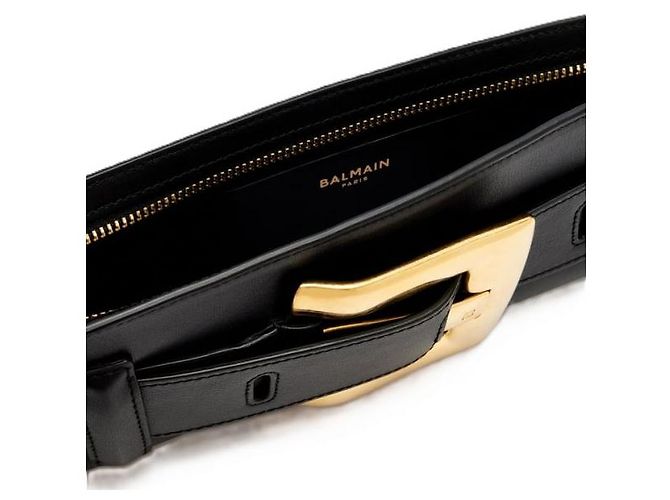 Balmain Clutch Anthem in vitello Nero - vista 6