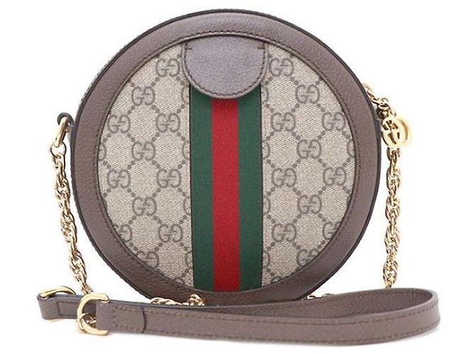 Gucci Borsa a tracolla e spalla Mini GG Round Chain Marrone - vista 3