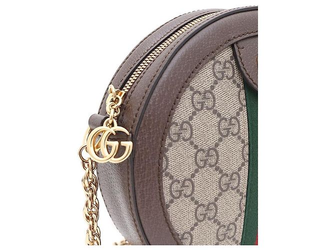 Gucci Borsa a tracolla e spalla Mini GG Round Chain Marrone - vista 5
