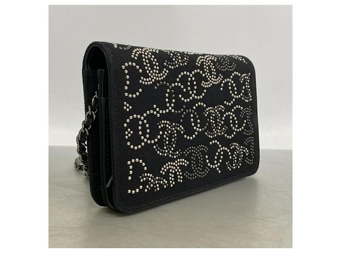 Portafoglio a spalla con catena Chanel in tela nera Nero - vista 2