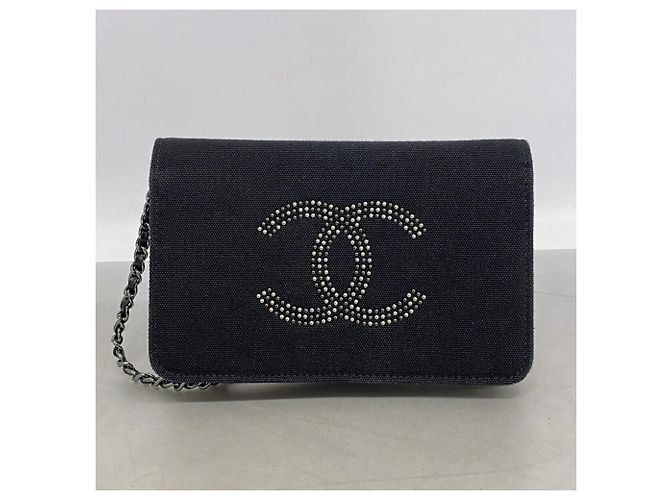 Portafoglio a spalla con catena Chanel in tela nera Nero - vista 7