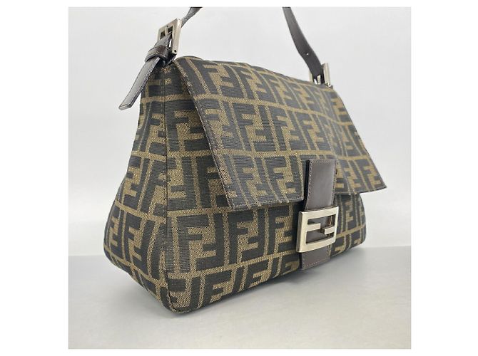 Borsa a secchiello Fendi Zucca Mamma in nylon e canvas Marrone - vista 2
