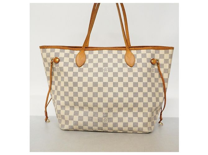 Borsa Tote Louis Vuitton Damier Azur Neverfull MM Bianco - vista 12