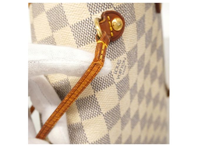 Borsa Tote Louis Vuitton Damier Azur Neverfull MM Bianco - vista 8