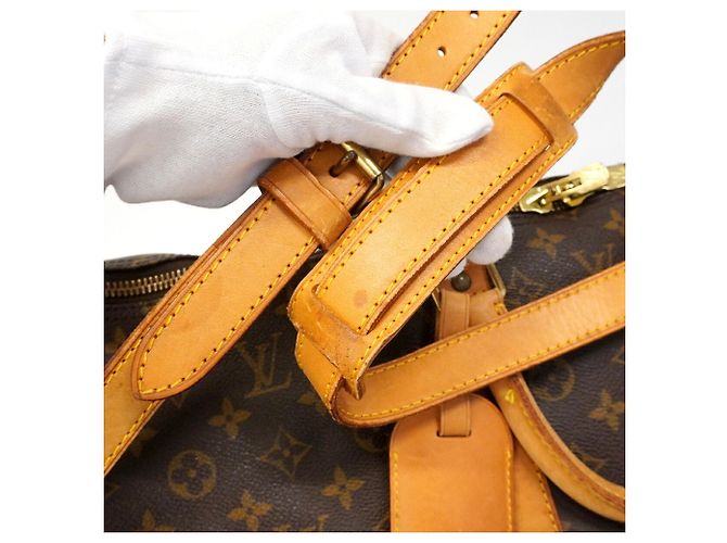 Louis Vuitton Brown Boston Monogram Keepall Bandoulière 55 Marrone - vista 10