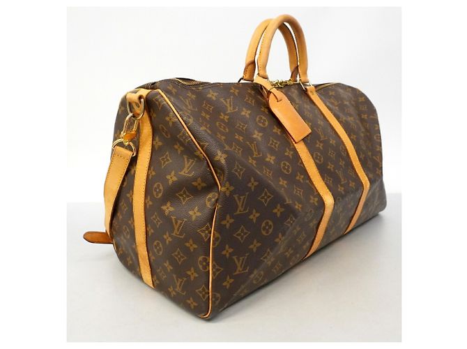 Louis Vuitton Brown Boston Monogram Keepall Bandoulière 55 Marrone - vista 2