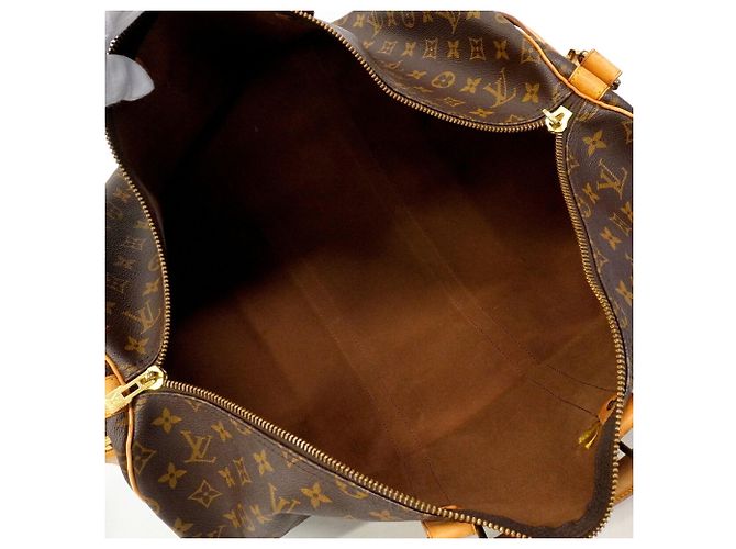 Louis Vuitton Brown Boston Monogram Keepall Bandoulière 55 Marrone - vista 4
