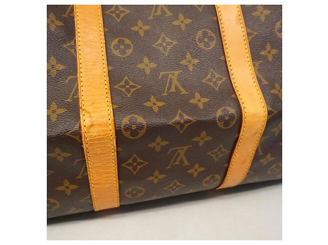 Louis Vuitton Brown Boston Monogram Keepall Bandoulière 55 Marrone - vista 7
