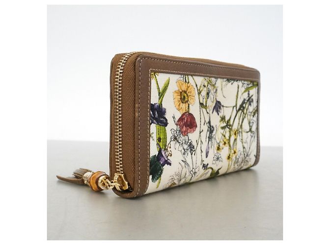 Portefeuille long Gucci Bamboo Flora Marron - vue 2