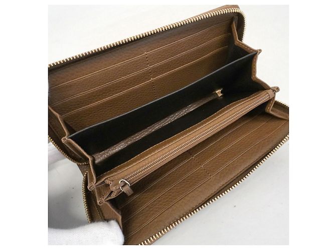 Portefeuille long Gucci Bamboo Flora Marron - vue 4