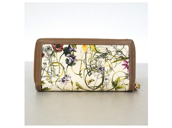 Portefeuille long Gucci Bamboo Flora Marron - vue 9
