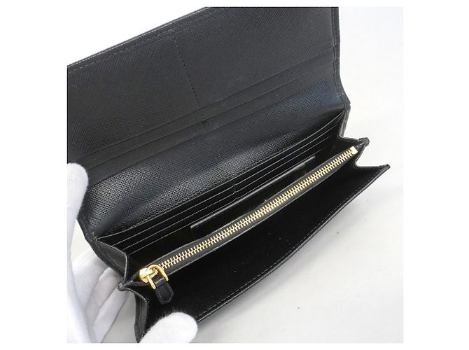 Saffiano Portafoglio lungo Prada in pelle nera Nero - vista 4