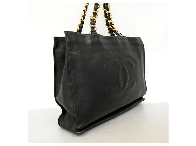 Borsa Tote Chanel in pelle d'agnello nera Nero - vista 2
