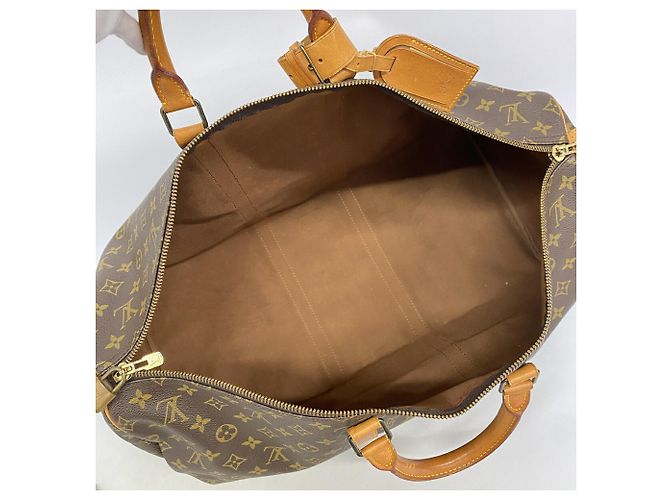 Borsa Louis Vuitton Boston Monogram Keepall 55 Marrone - vista 4