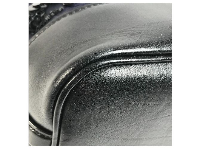 Borsa Louis Vuitton Monogram Satin Sequin Spotlight GM Nero Blu navy Monogramma - vista 7